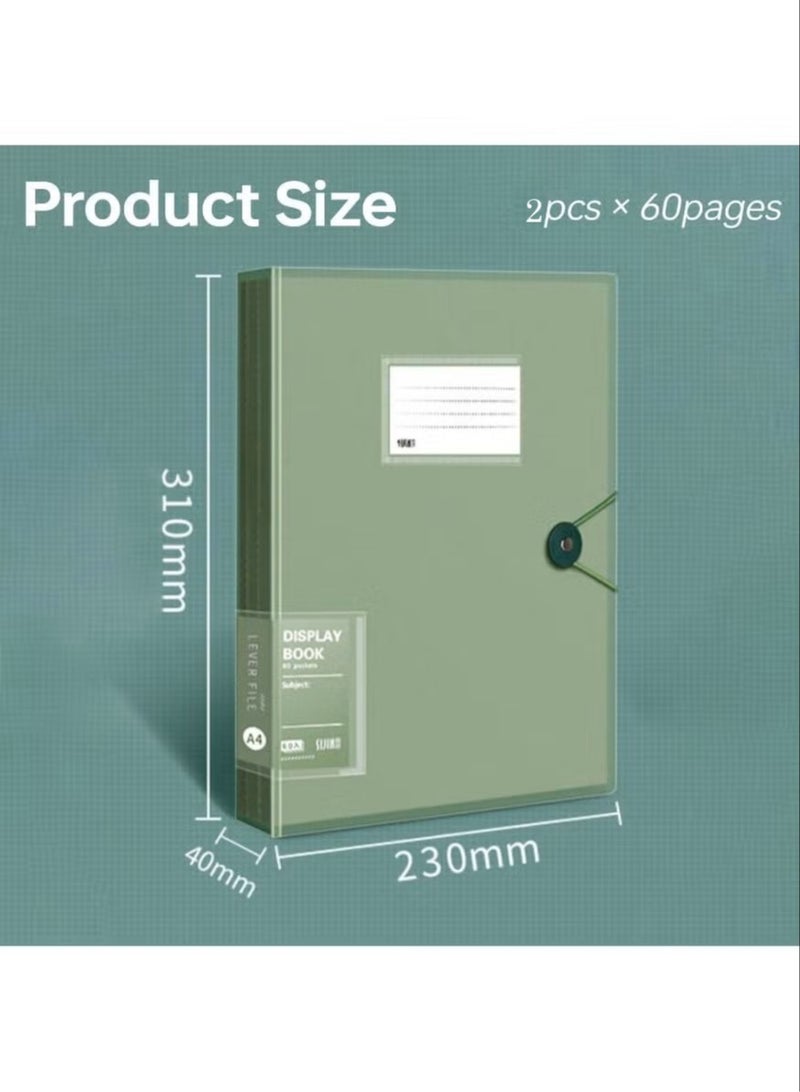 PAPERSAY 2 Pieces x 60 Pocket File Folder,A4 Paper Project Organizer Folders File Organizer, Presentation Binder with Plastic Documents Organizer Presentation Book Art Portfolio Folder Sheet Protector - Image 2